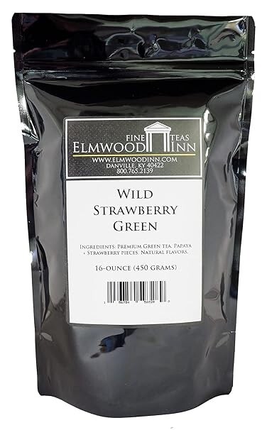 Elmwood Inn Fine Teas, Wild Strawberry Green Tea, 16-Ounce