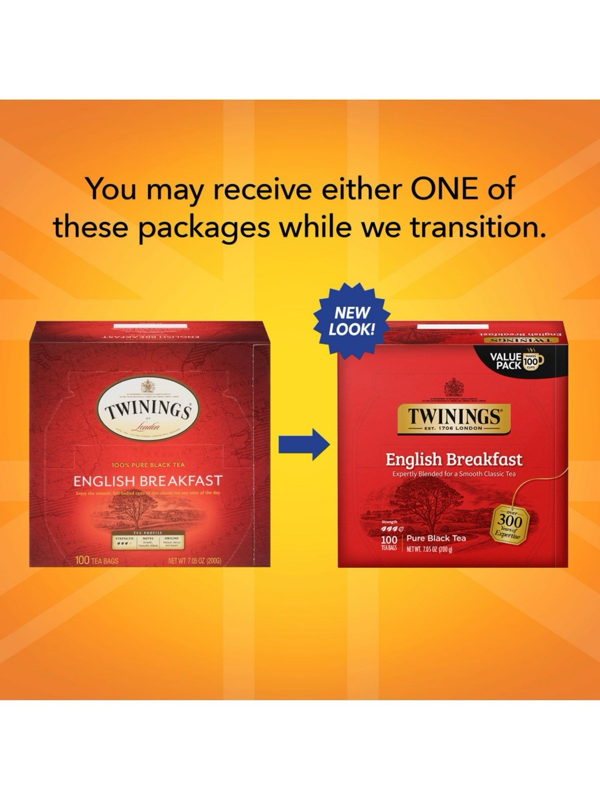 Pure Black Tea, English Breakfast, 100 Tea Bags, 7.05 oz (200 g)