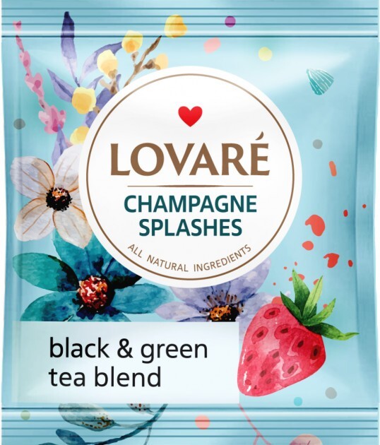 Ukrainian Natural Black & Green Tea Blend LOVARE Champagne Splashes 24 Tea Bags