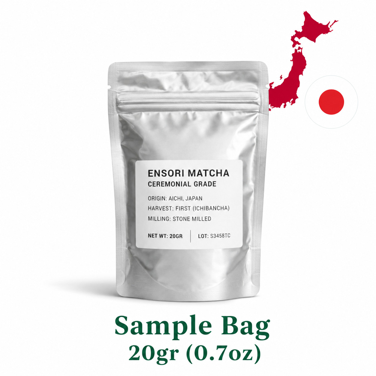 Ceremonial Grade Matcha sample bag – 20gr – First Harvest – Stone Milled