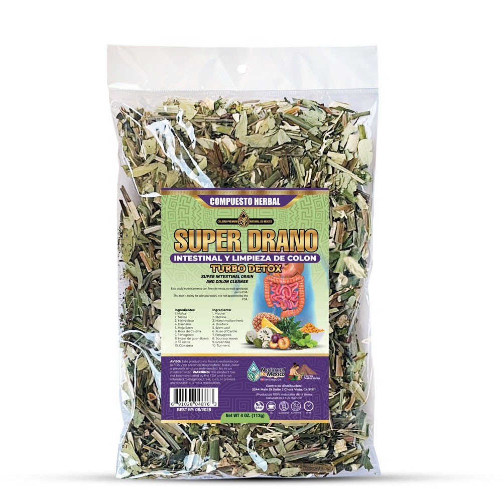Limpieza de Colon Compuesto Herbal, 4oz. Turbo Detox Tea 4 Oz. Natural de Mexico