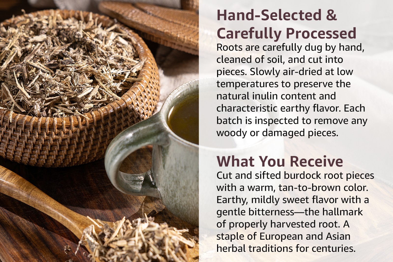 Burdock Root Tea – Dried Cut & Sifted Arctium Lappa Loose Herbal Tea