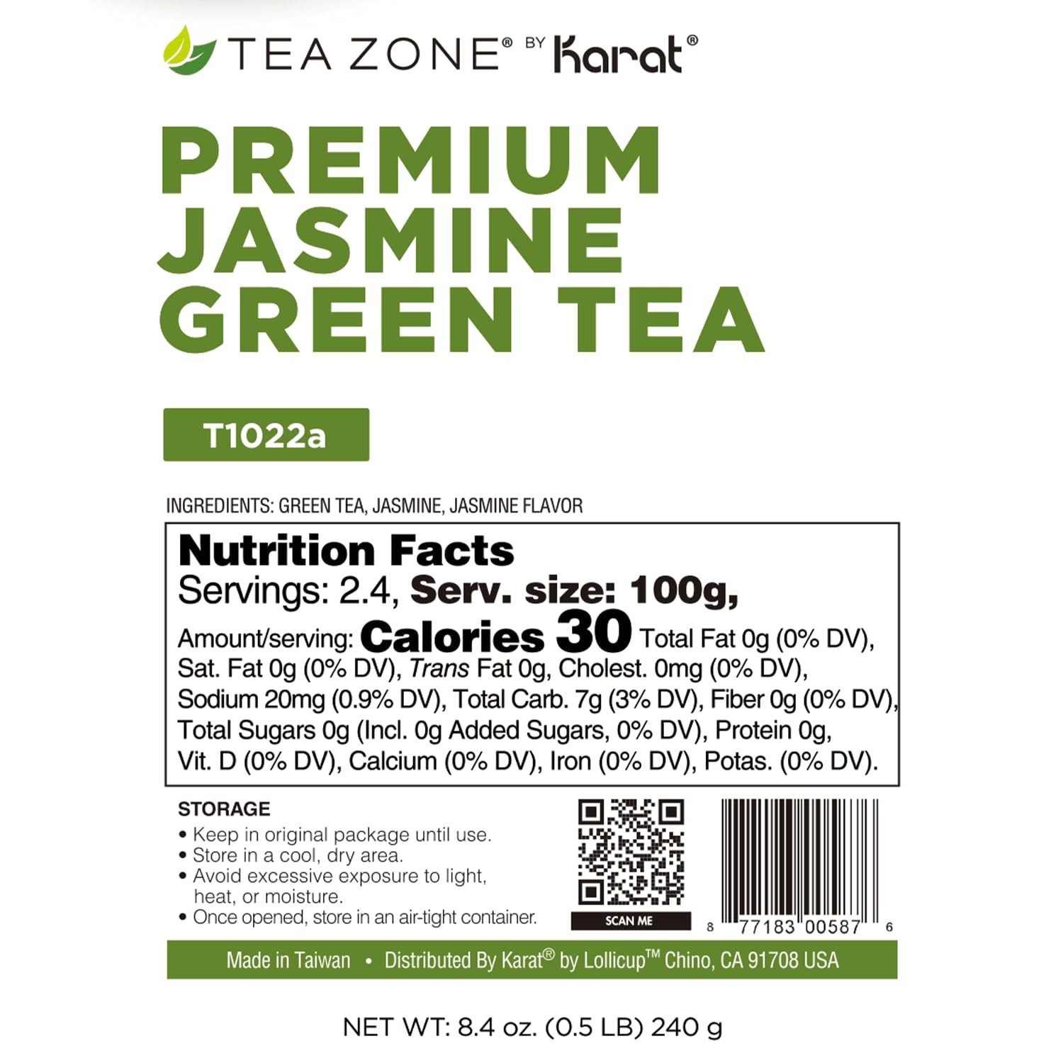 8.5 oz Jasmine Green Tea Bag