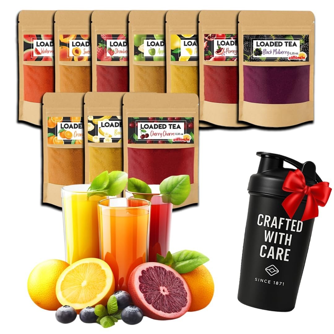 Loaded Tea Pack Mixed Flavors – With Shaker 10 x 10g 0.35 oz – Each Makes 50 …