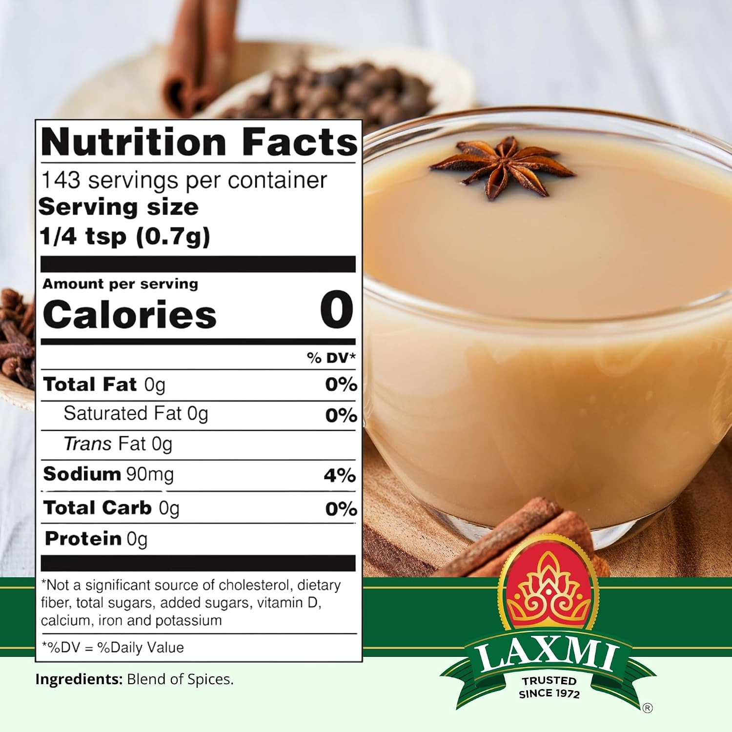 Laxmi Natural Tea Masala – Traditional Indian Tea Masala – 3.5Oz (100G)