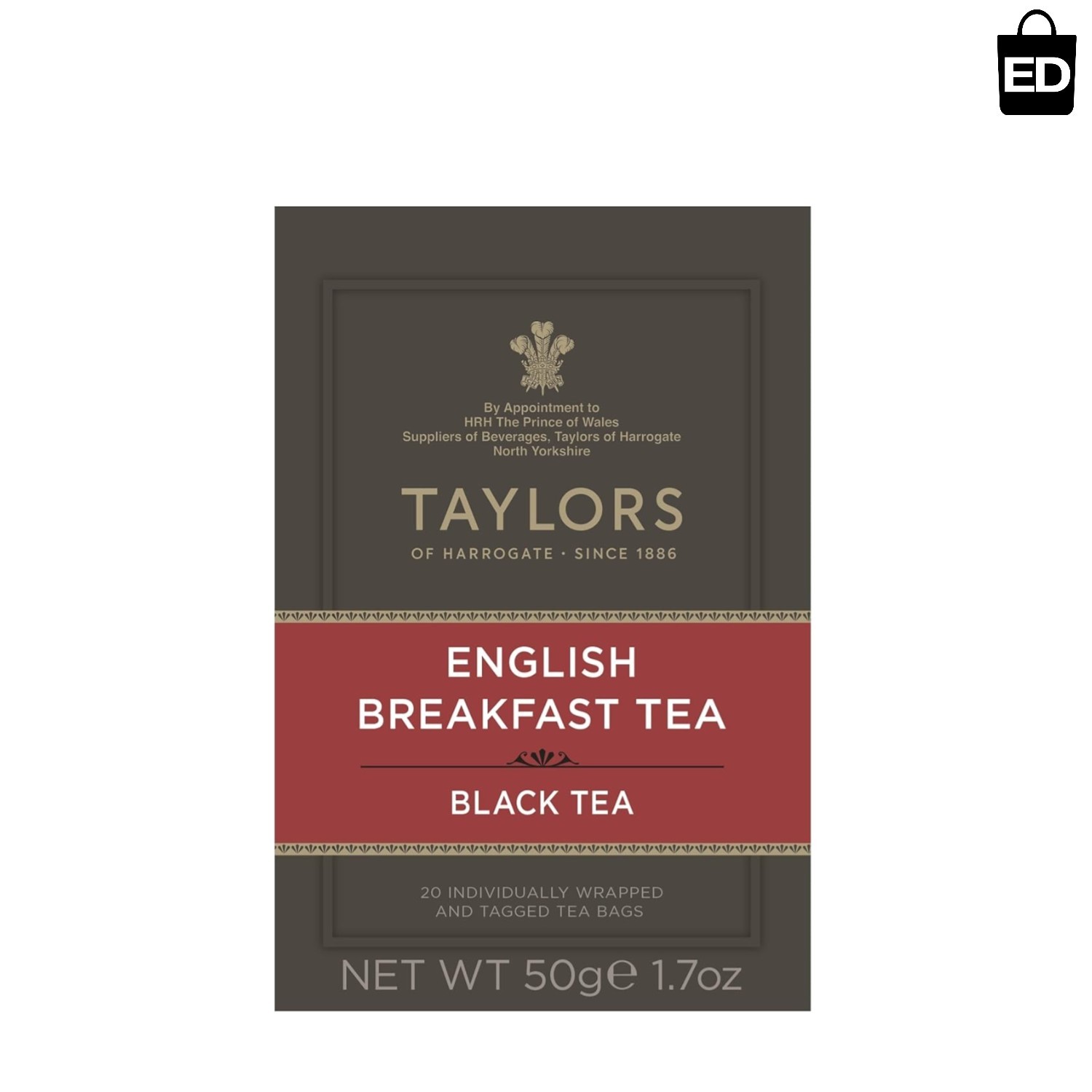 20 Count Pack English Breakfast Tea Bags – Full-Bodied Flavor Ideal for Any Time