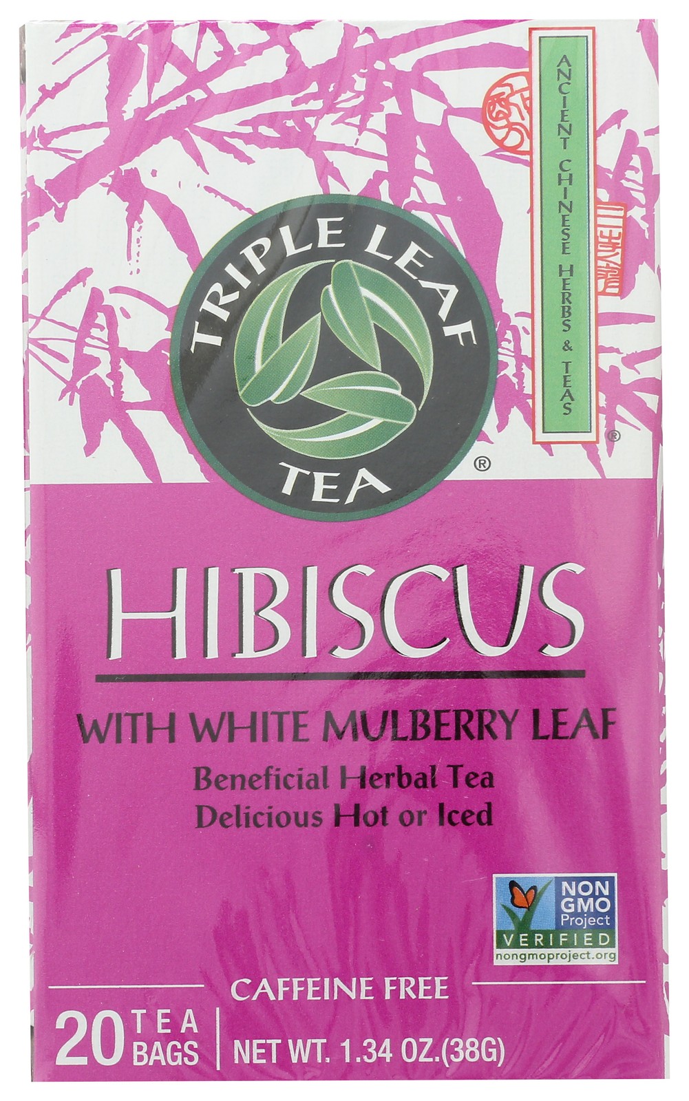 Triple Leaf Tea Hibiscus With White Mulberry 20 Bags Herbal 1.34 Oz 3 Pack