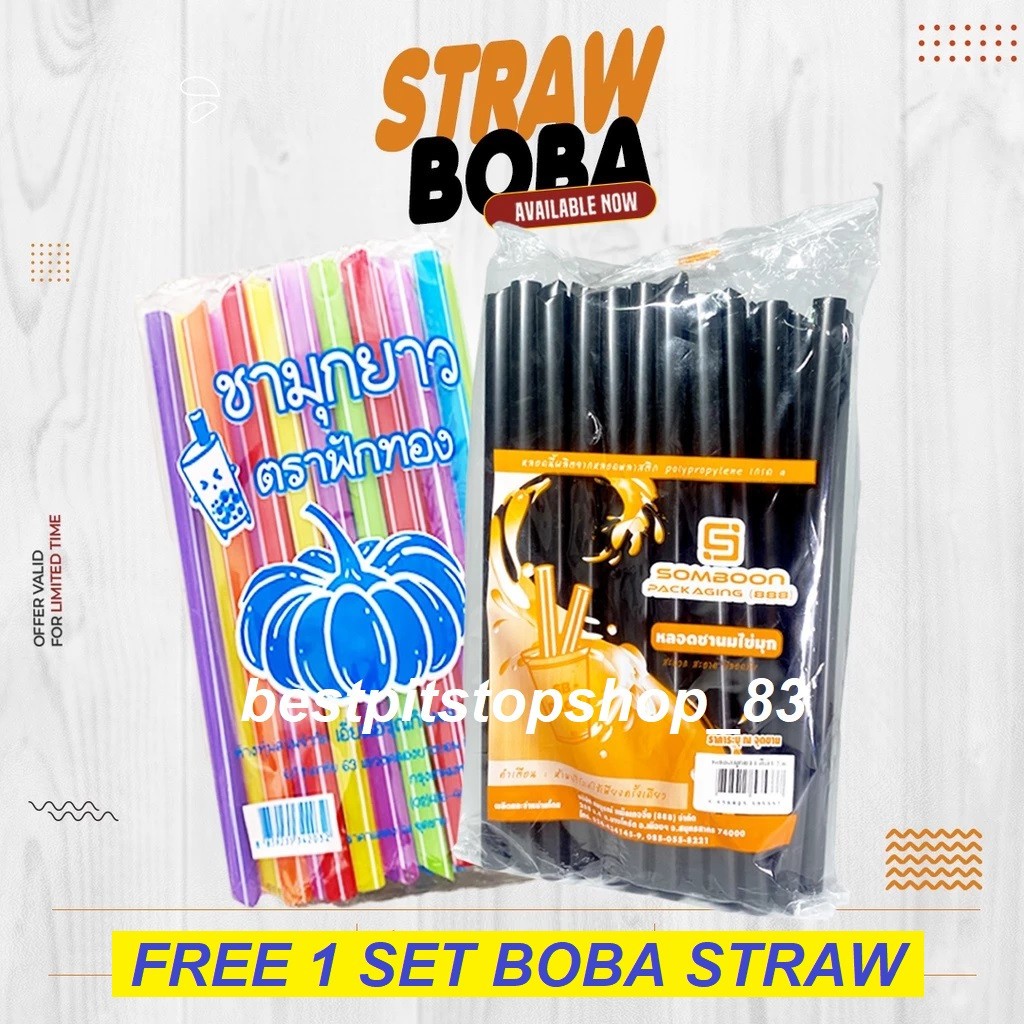 Boba Thai Brown Sugar + Red Leaf Tapioca Black Pearl Big Chewy 2in1 Halal COMBO