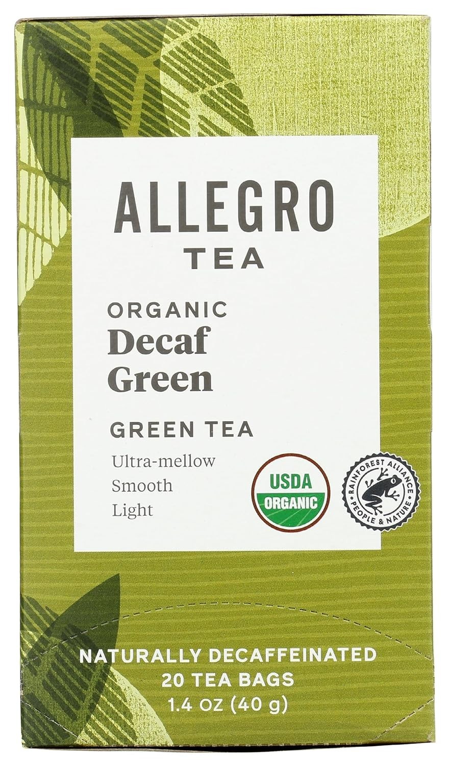 Allegro 20 Count Organic Decaf Green Tea Bags – Kosher & Allergen-Free Comfort