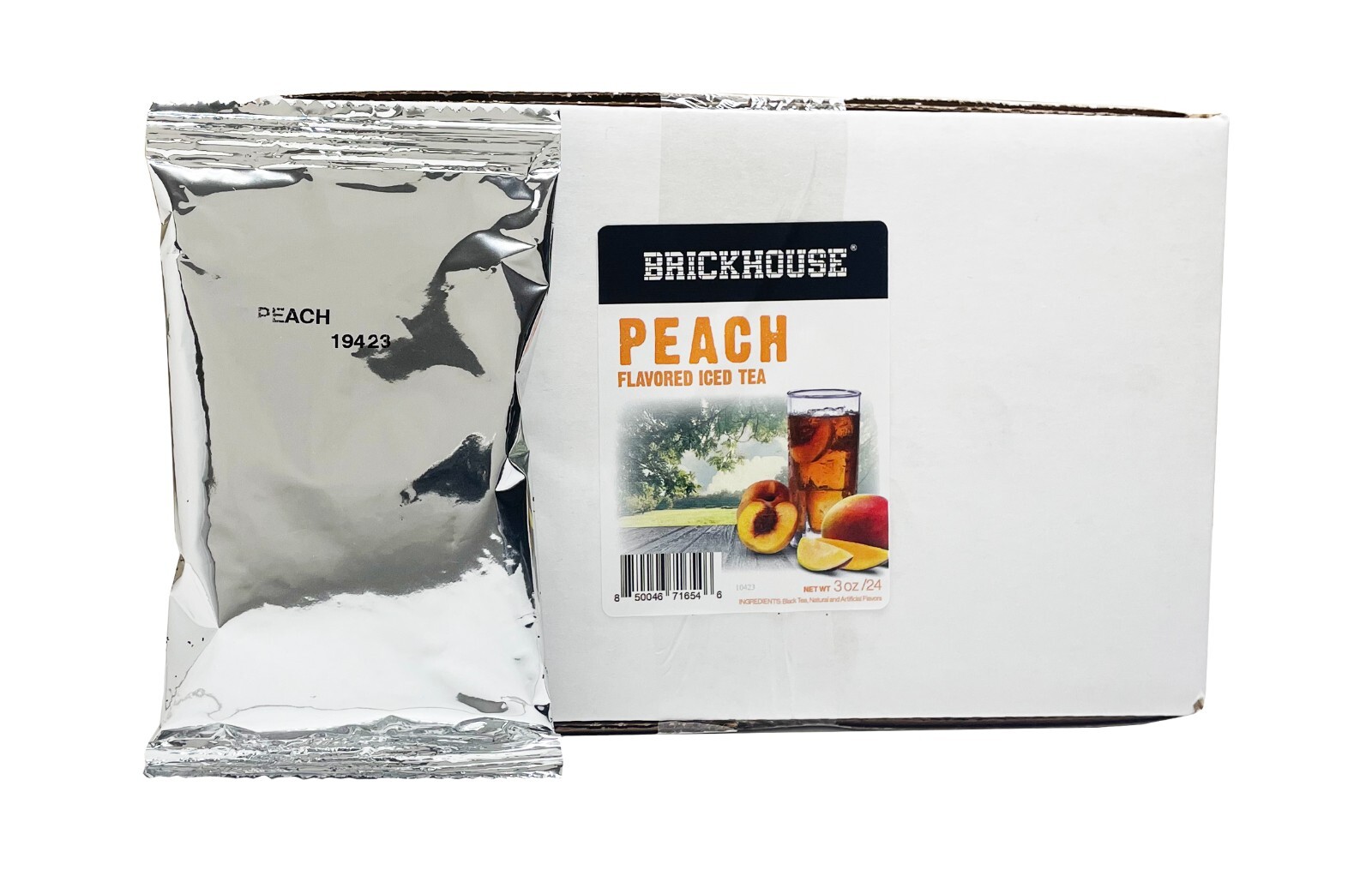 Brickhouse Peach Flavored Iced Tea, 24/3 oz packets, Loose Leaf w/ Filters