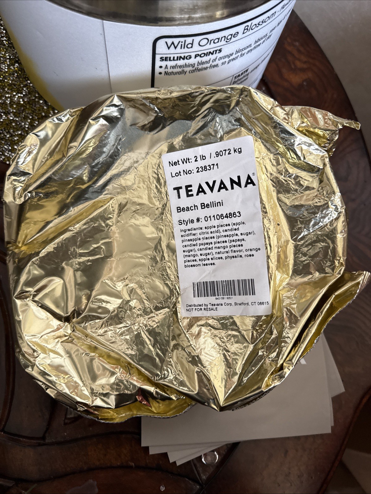 Beach Bellini Teavana Tea 2 LB UNOPENED BAG Loose Leaf Herbal With Bags
