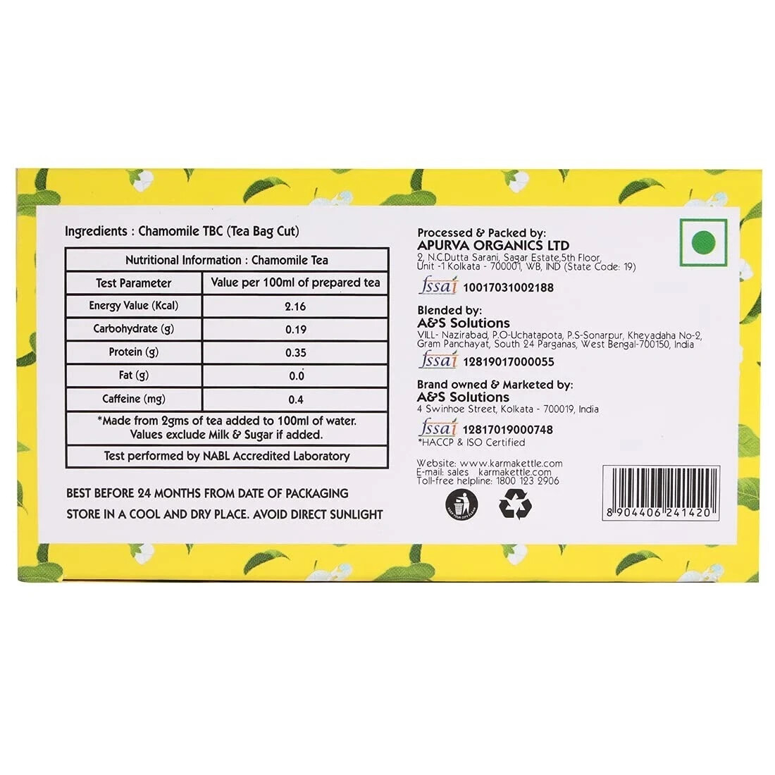 Karma Kettle Chamomile Tea – 25 Teabags Free Shipping World Wide