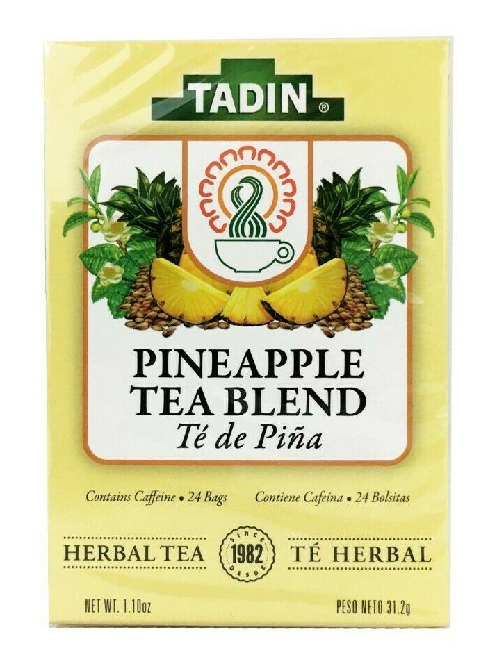 Tadin Tea Pineapple Tea Blend, 24 Teabags / Bolsas. 1.1 oz Pack of 6 Exp 02/2025