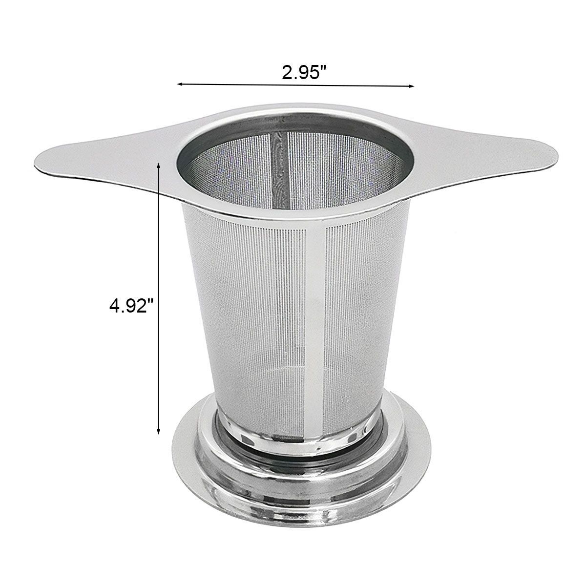 Tea Infuser Mesh Loose Leaf Herb Strainer Handle Stainless Steel Filter W/Lid