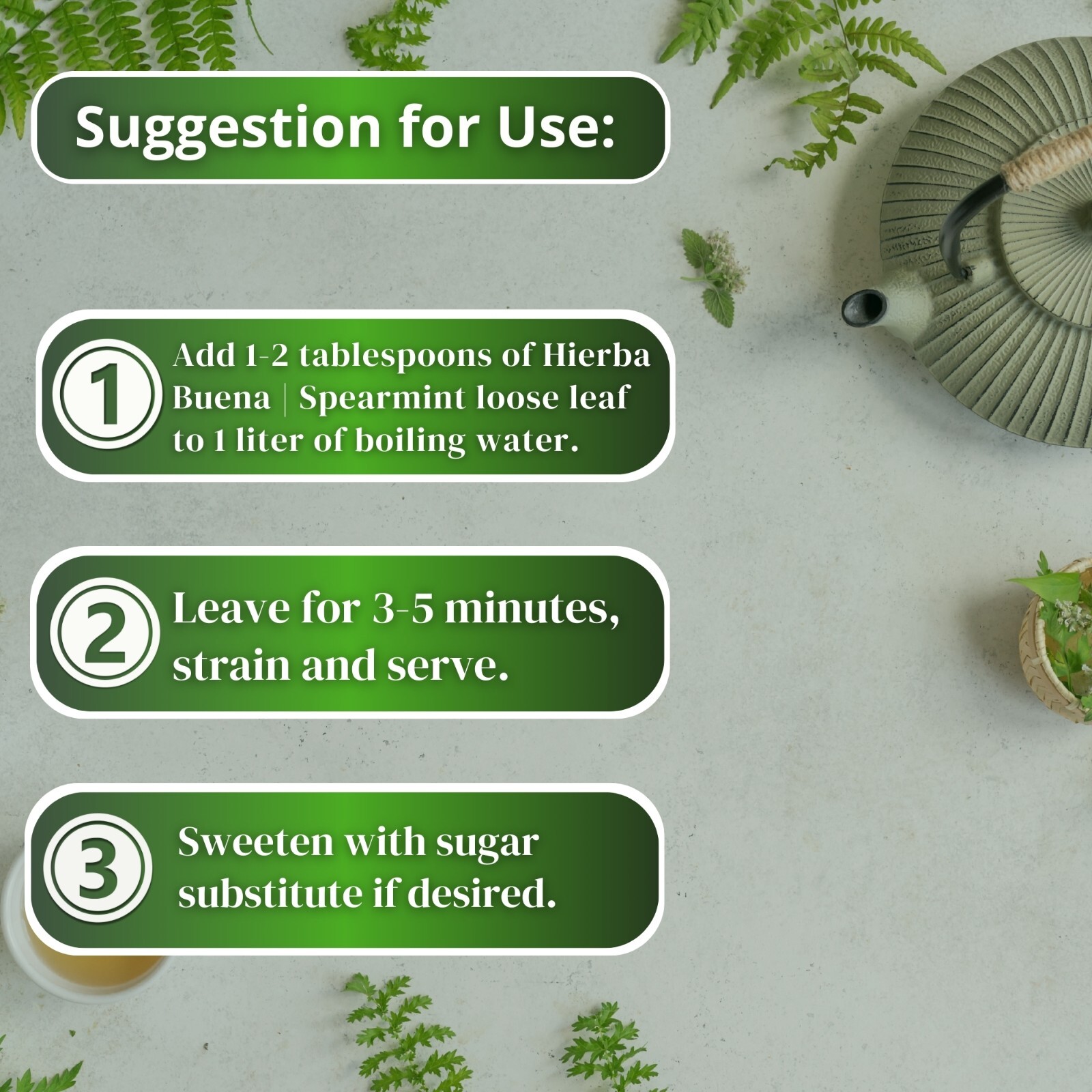 Spearmint Leaves (Hierba Buena) 1.1 oz (30 g) – Dried Mentha Spicata Herbal Tea
