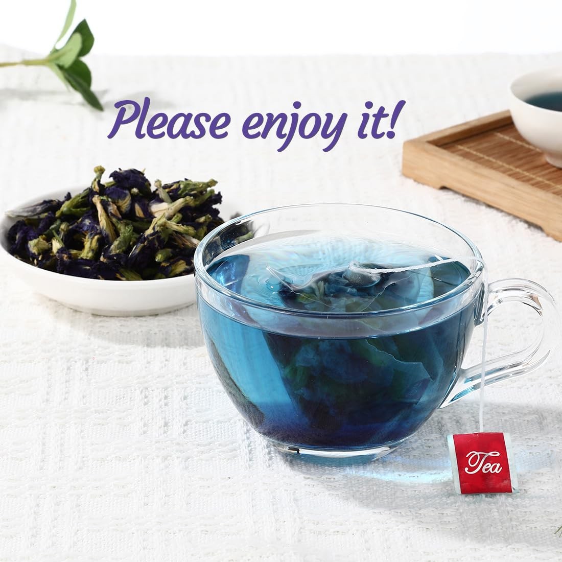 Premium Butterfly Pea Flower Tea Bags – 100 Natural, Caffeine-Free, 50 Count