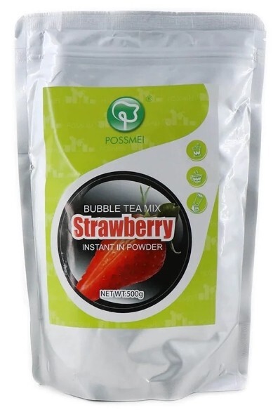 POSSMEI Bubble tea mix Strawberry Instant powder 500gW/ Black Bubble pears