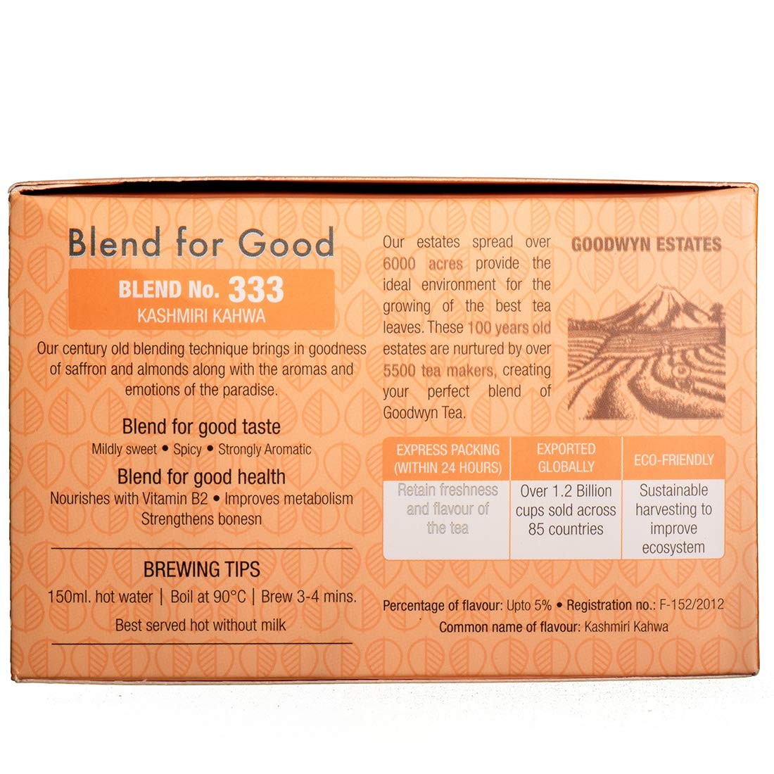Goodwyn Kashmiri Kahwa Green Tea 100 Bags | Saffron, Cardamom & Almond Detox