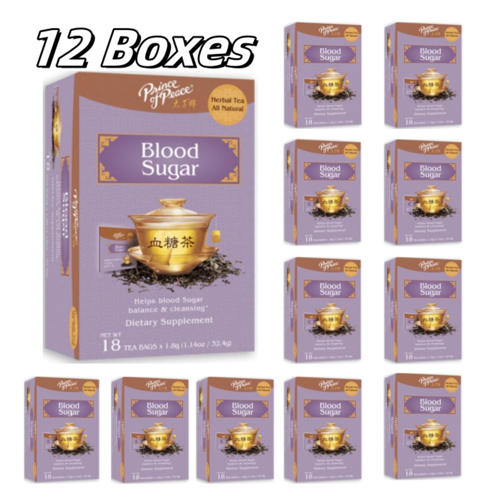 Blood Sugar Support Tea – (12 Boxes) Prince of Peace -Natural Herbal Blend