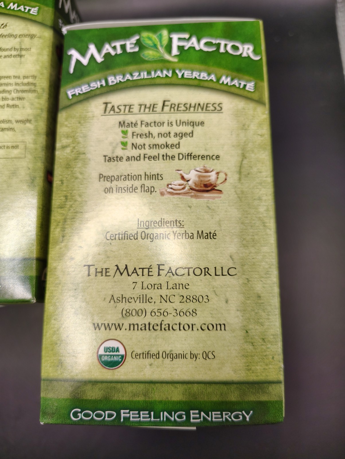 Mate Factor Yerba Mate Green Tea,Fresh Organic Tea Bags. 3boxes