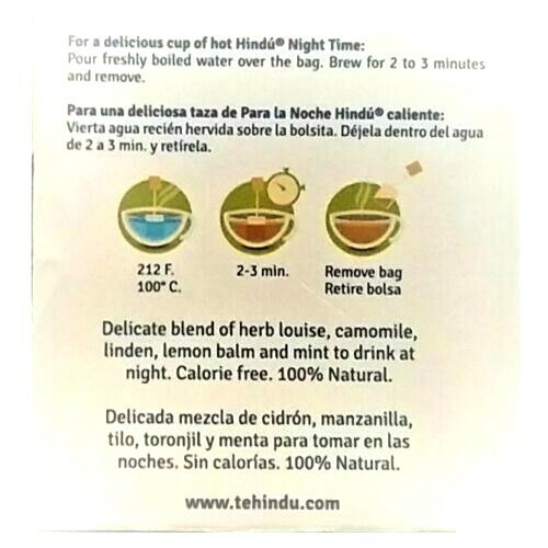 Hindu Night-Time Tea Chamomile-Louisa-Linden-Lemon Balm-Mint 20 Bags, Pack Of 2