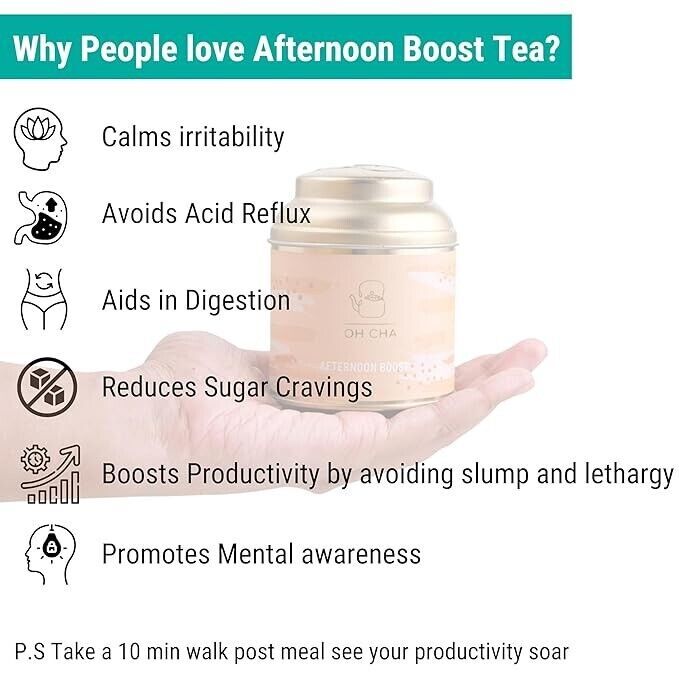 OH CHA – Green Tea, Afternoon Boost 35g Post Meal Digestive Tea with Rose petals
