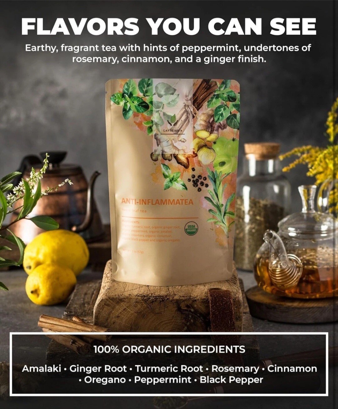 Gardenika Organic Anti-Inflammatea Loose Leaf Tea – Pack of 2 (4oz Each) – New