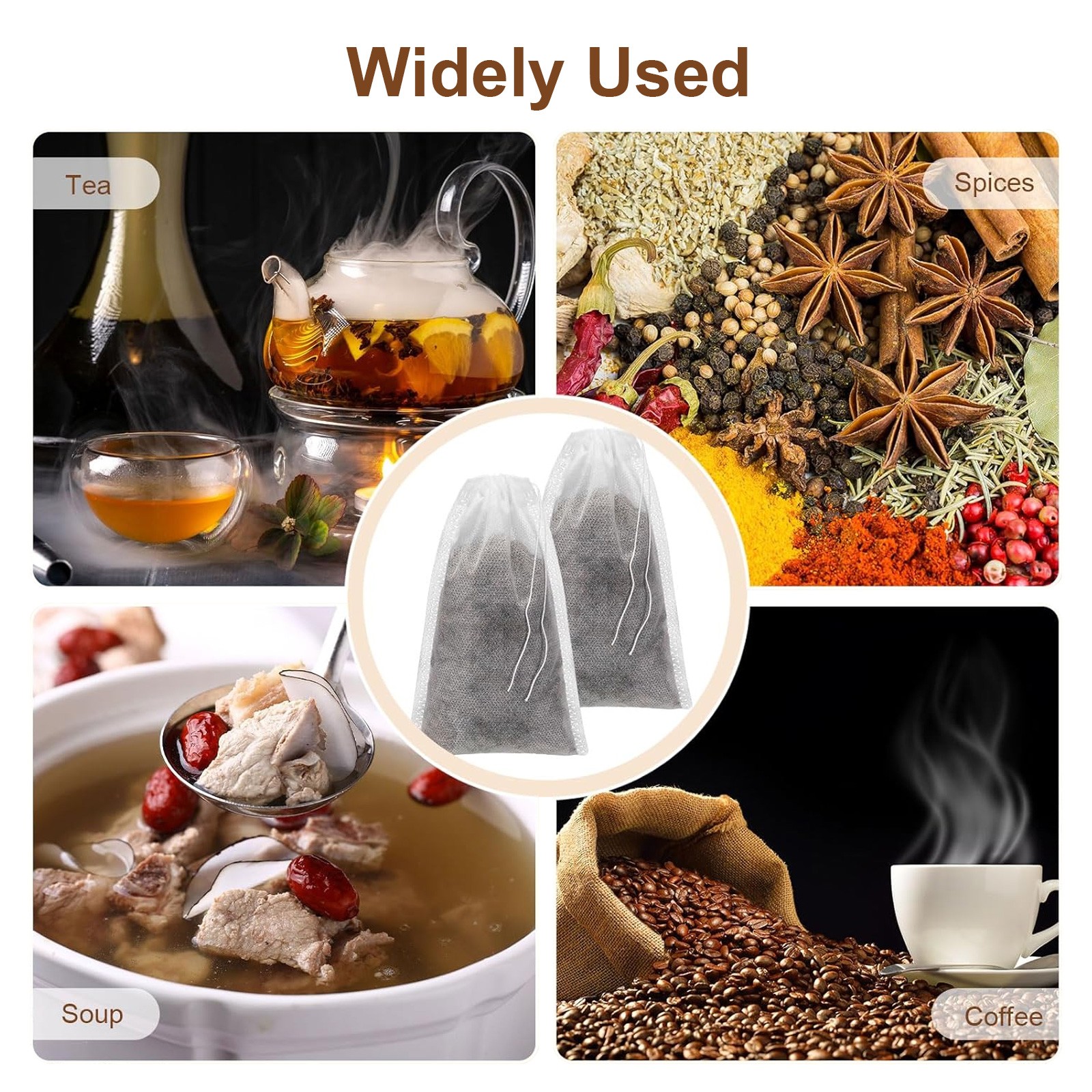 300x Multifunctional Fine Mesh Brewing Filter Bags for Cold Coffee, Tea, Spices
