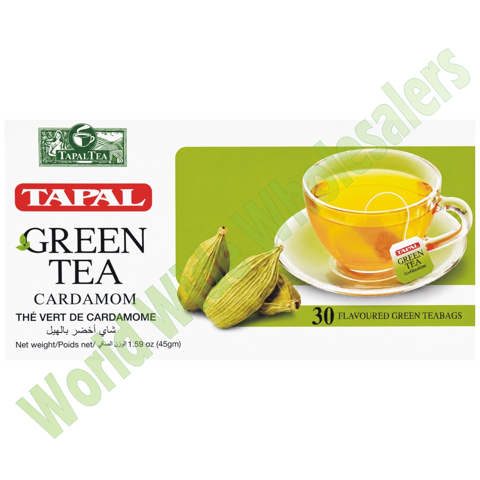 TAPAL Organic Green Tea, Cardamom Flavor – 4 Pack – Total 120 Tea Bags – Premium