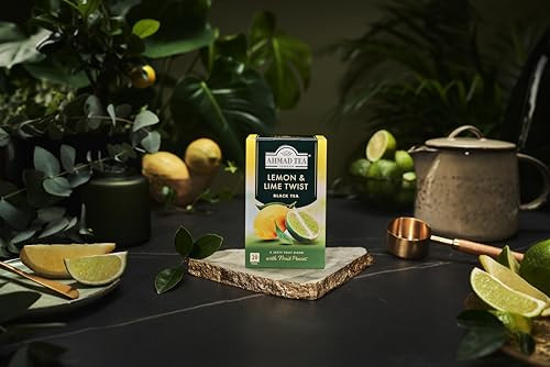 Ahmad Tea Lemon Lime Twist 20 Count Delicious Black Tea Bags Caffeine Free