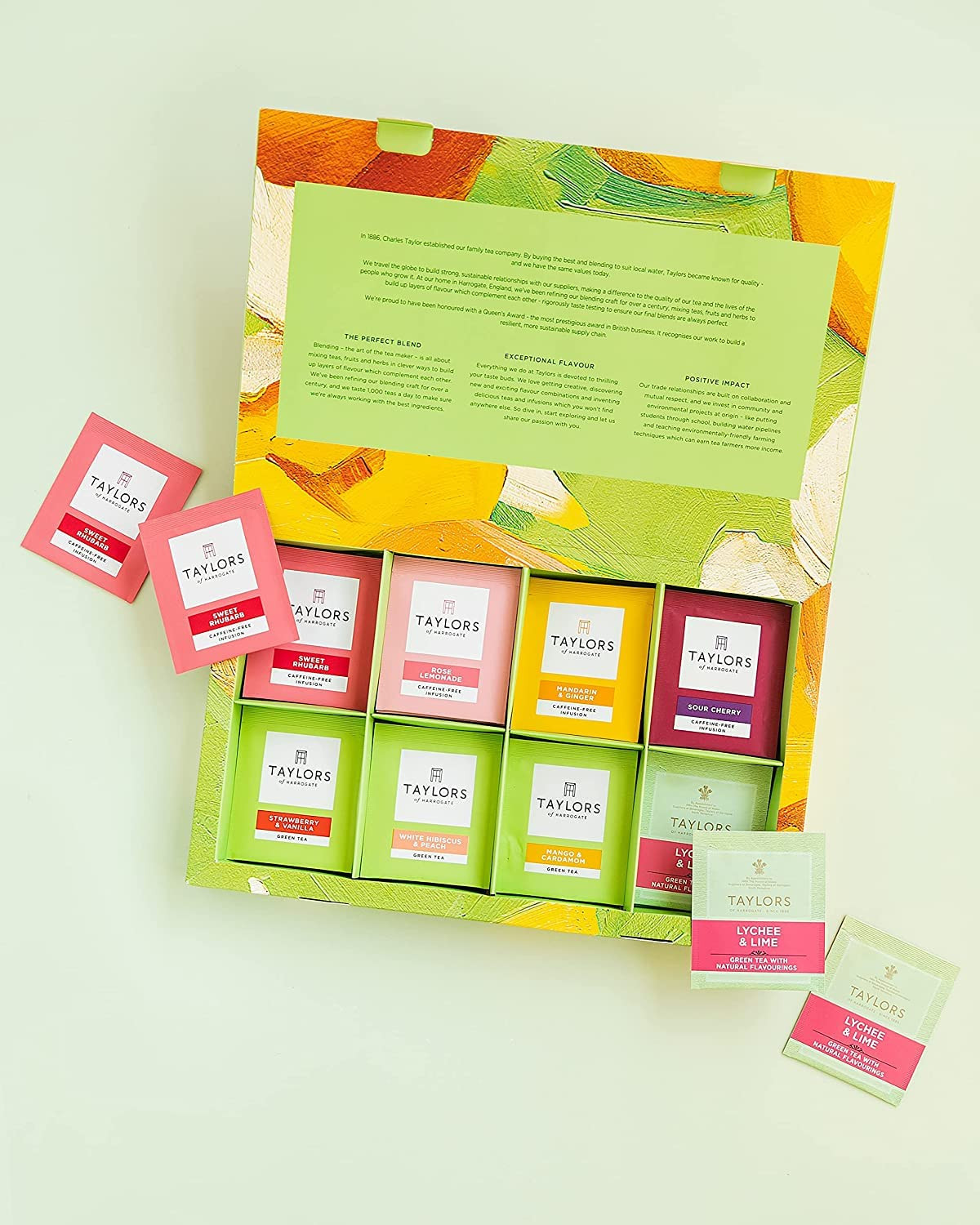 Assorted Green & Herbal Teas Sampler, Variety Pack Gift Box, Individually Wrappe