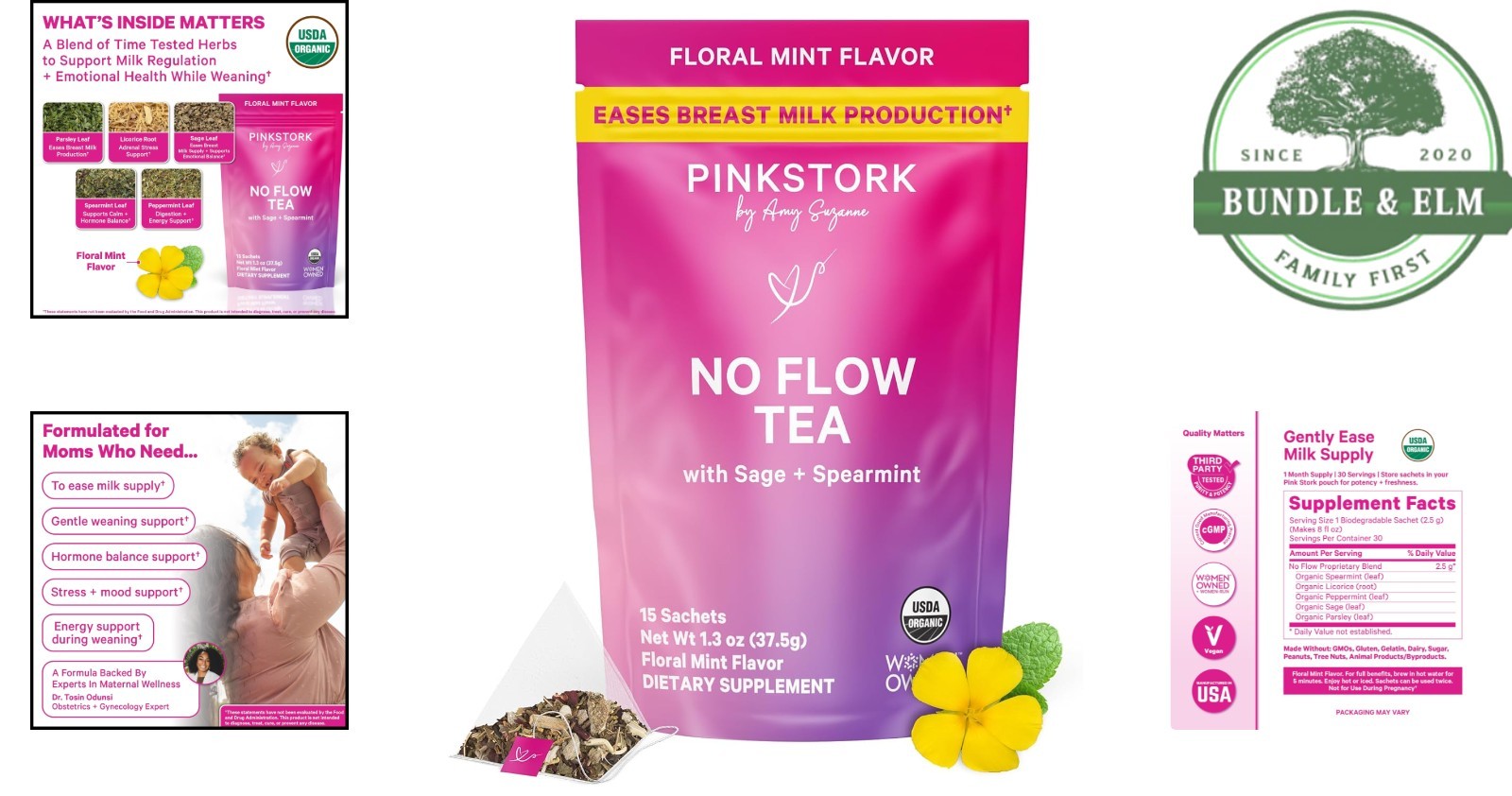 No Flow Tea to Decrease Milk Production, 15 Sachets, Natural Ingredients
