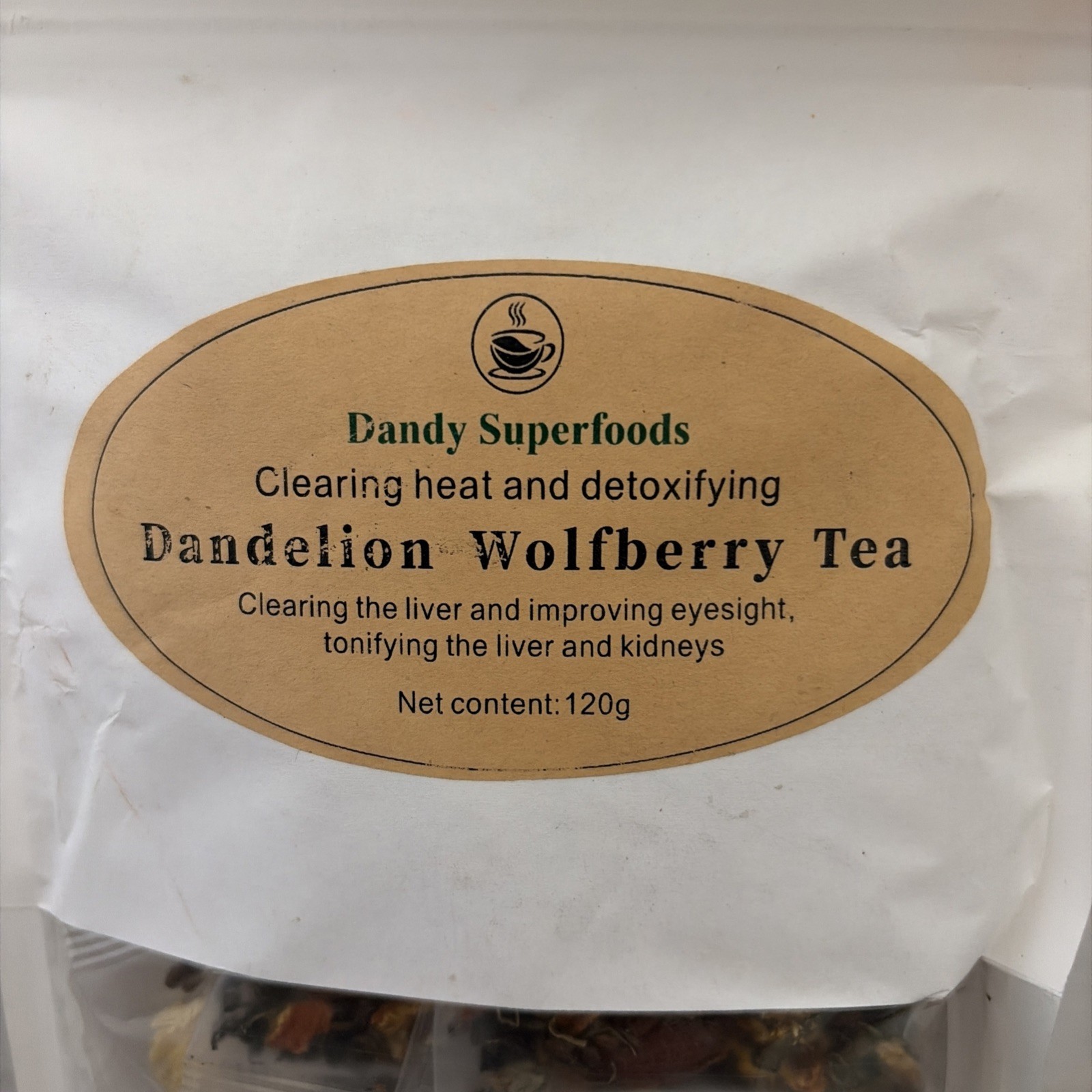 Dandelion Wolfberry Tea Bags, Organic Kidneys & Liver Tea 120g/Pack Exp 05/27