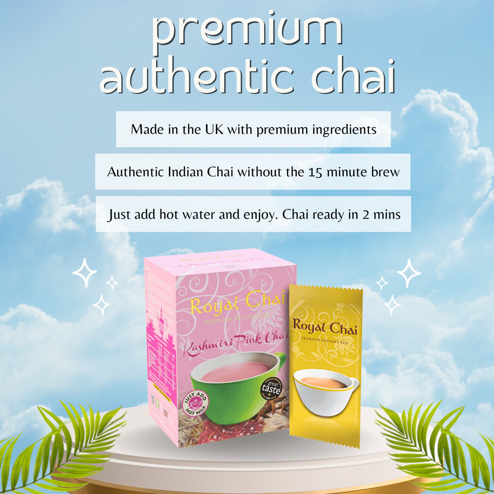 ‎Royal Chai Kashmiri Pink Chai Sweetened 10 Count Single Box Premium Instant Tea