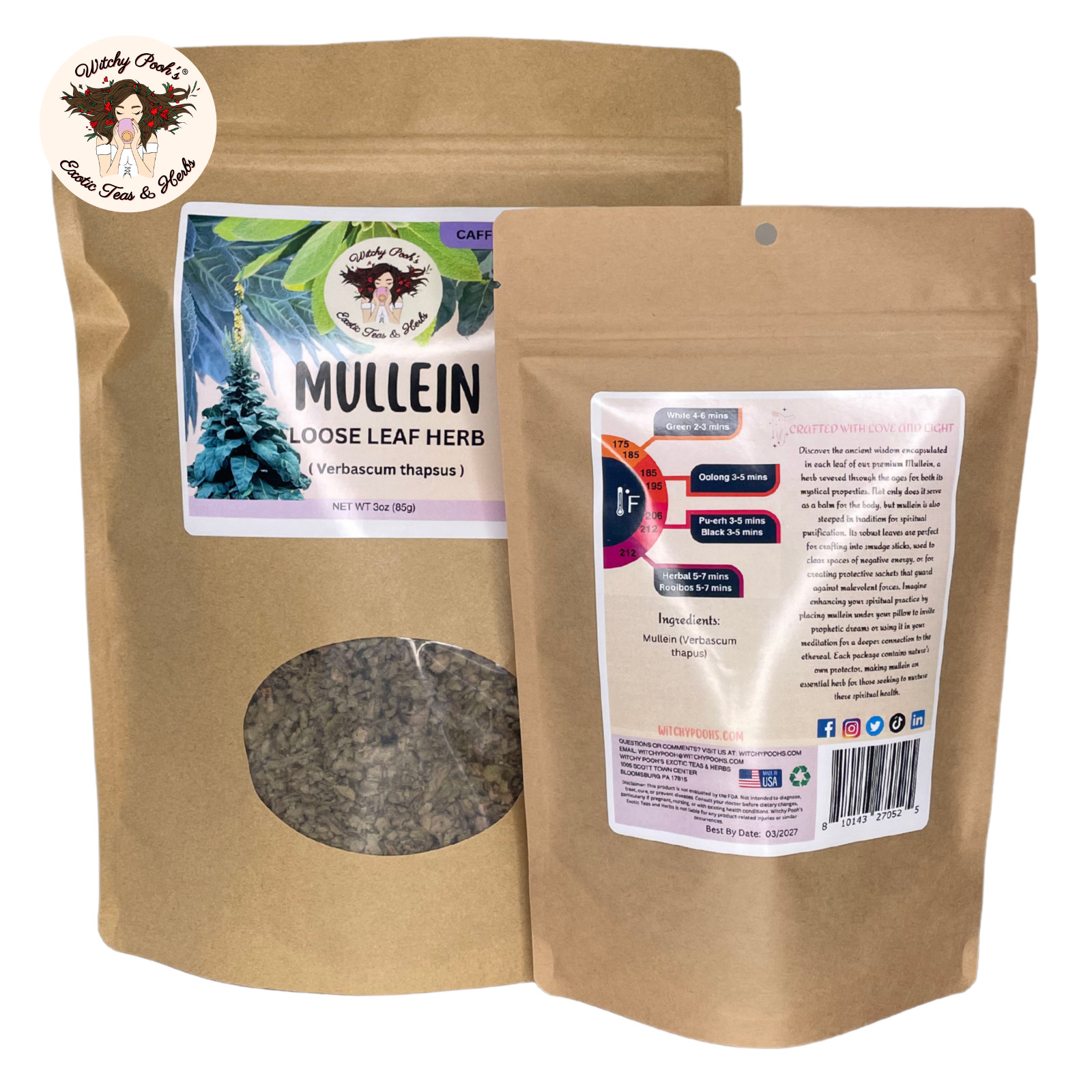 Witchy Pooh’s Mullein Leaf Tea – Loose Leaf Herb, Caffeine Free