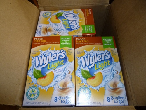 Wyler’s Light Peach Iced Tea 96 Singles To Go Packets 12 Boxes Of 8 Singles Each