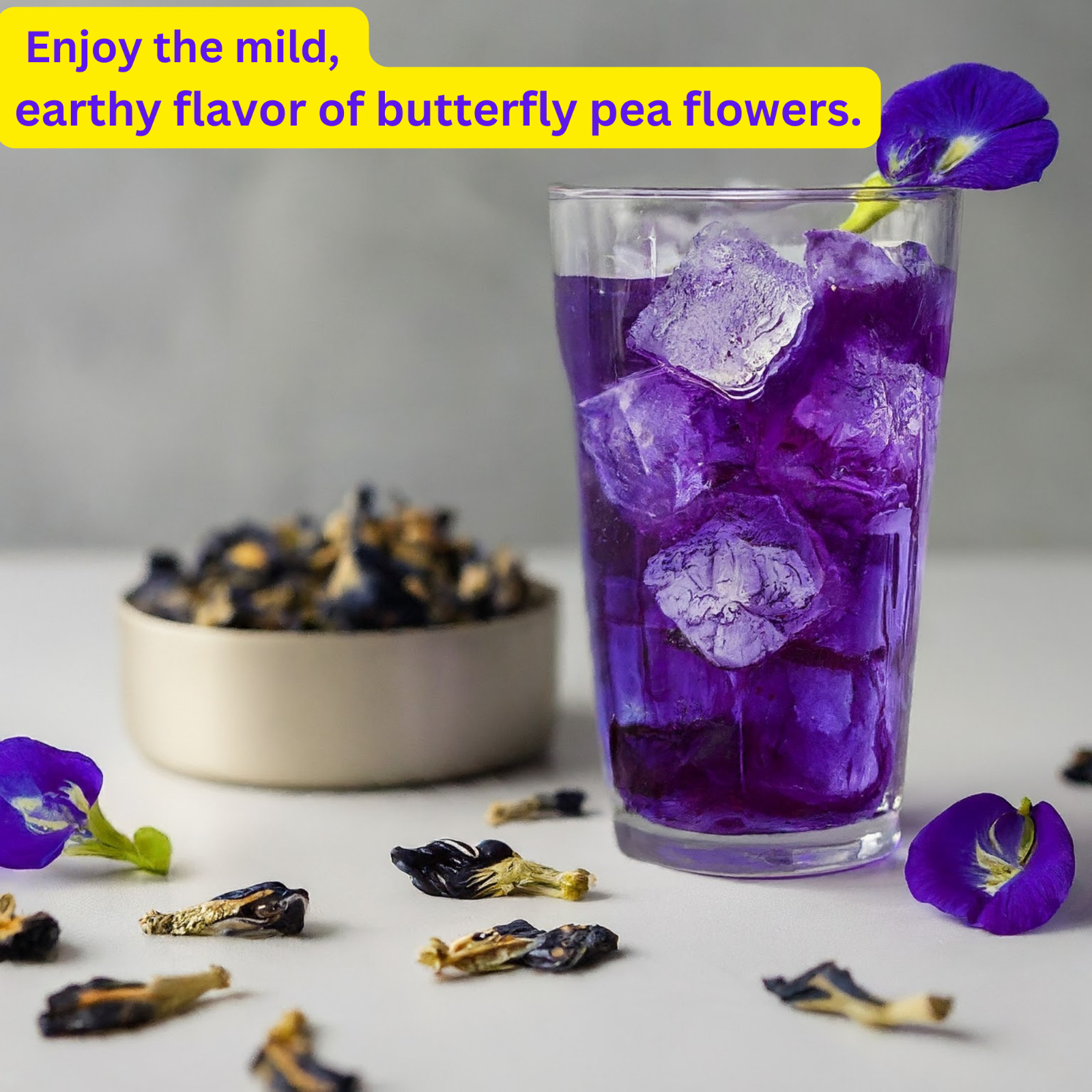 1oz Natural Dried Butterfly Pea Flower Tea Thai Herbal Hot Tea Mix, Iced Teas
