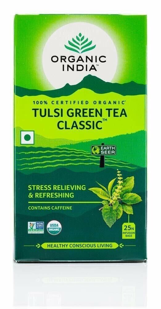 Organic india Tulsi Green Tea Classic Stress Relieving & Empowering 25 Tea bags