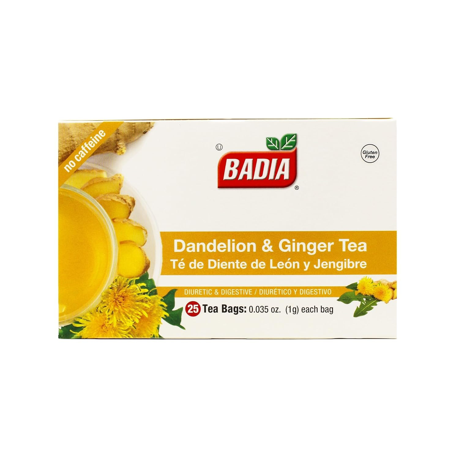 Dandelion & Ginger Tea, 25 Bags – Herbal Detox Blend for Digestive Support and L
