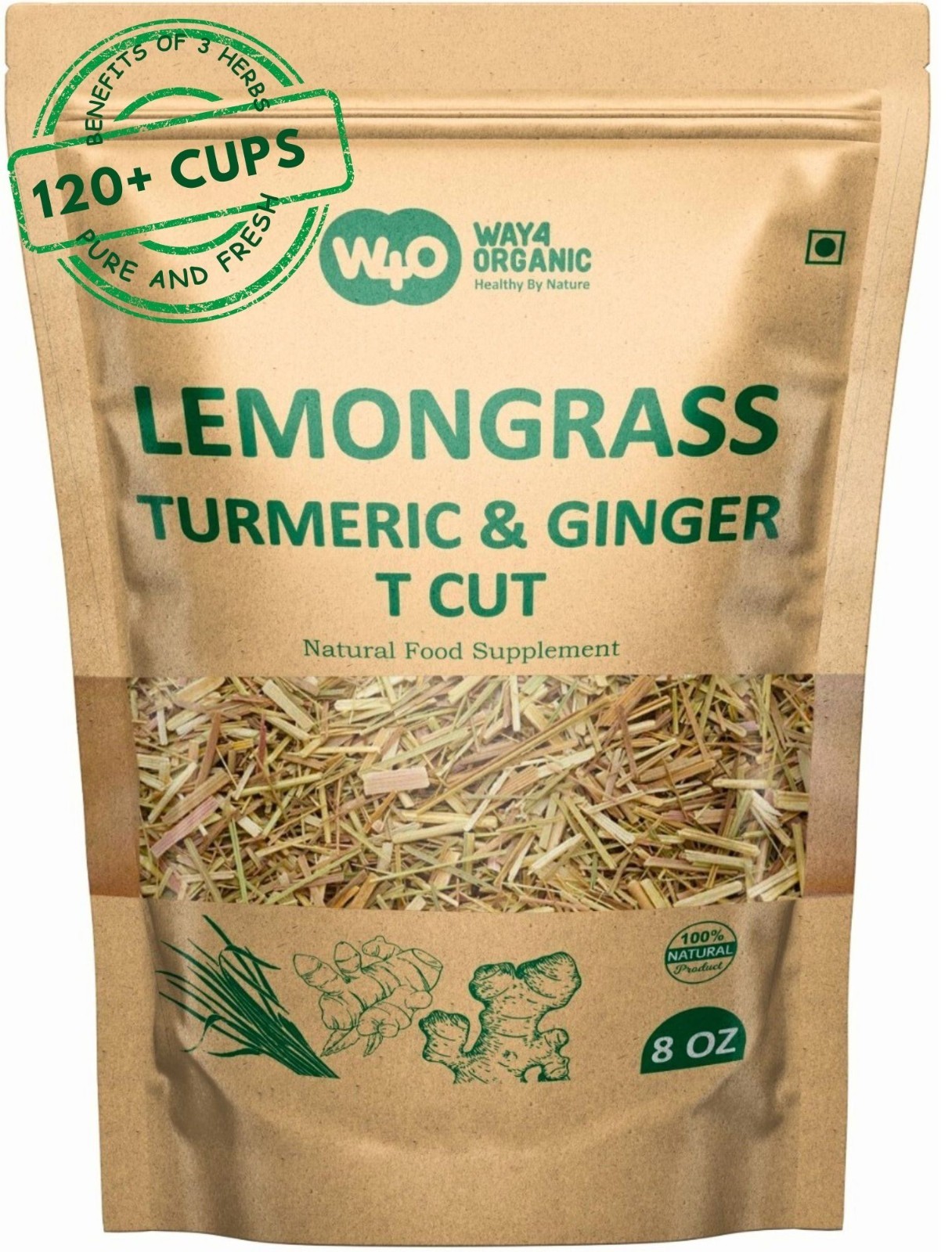 Lemongrass Herbal Tea: Turmeric & Ginger, Caffeine-Free (8-ounce)