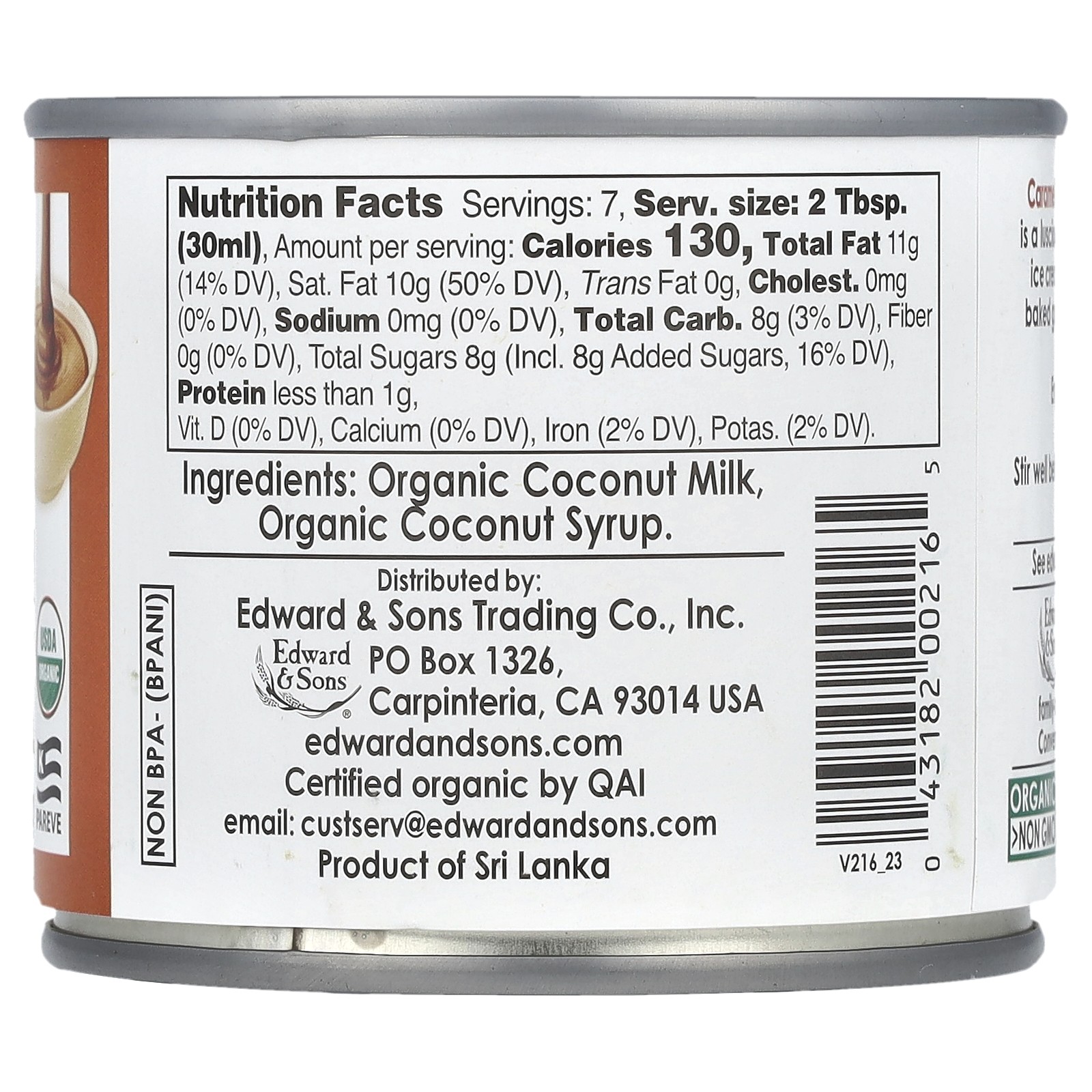 Let’s Do Organic®, Sweetened Condensed Coconut Milk, Caramel , 7.4 oz (210 g)