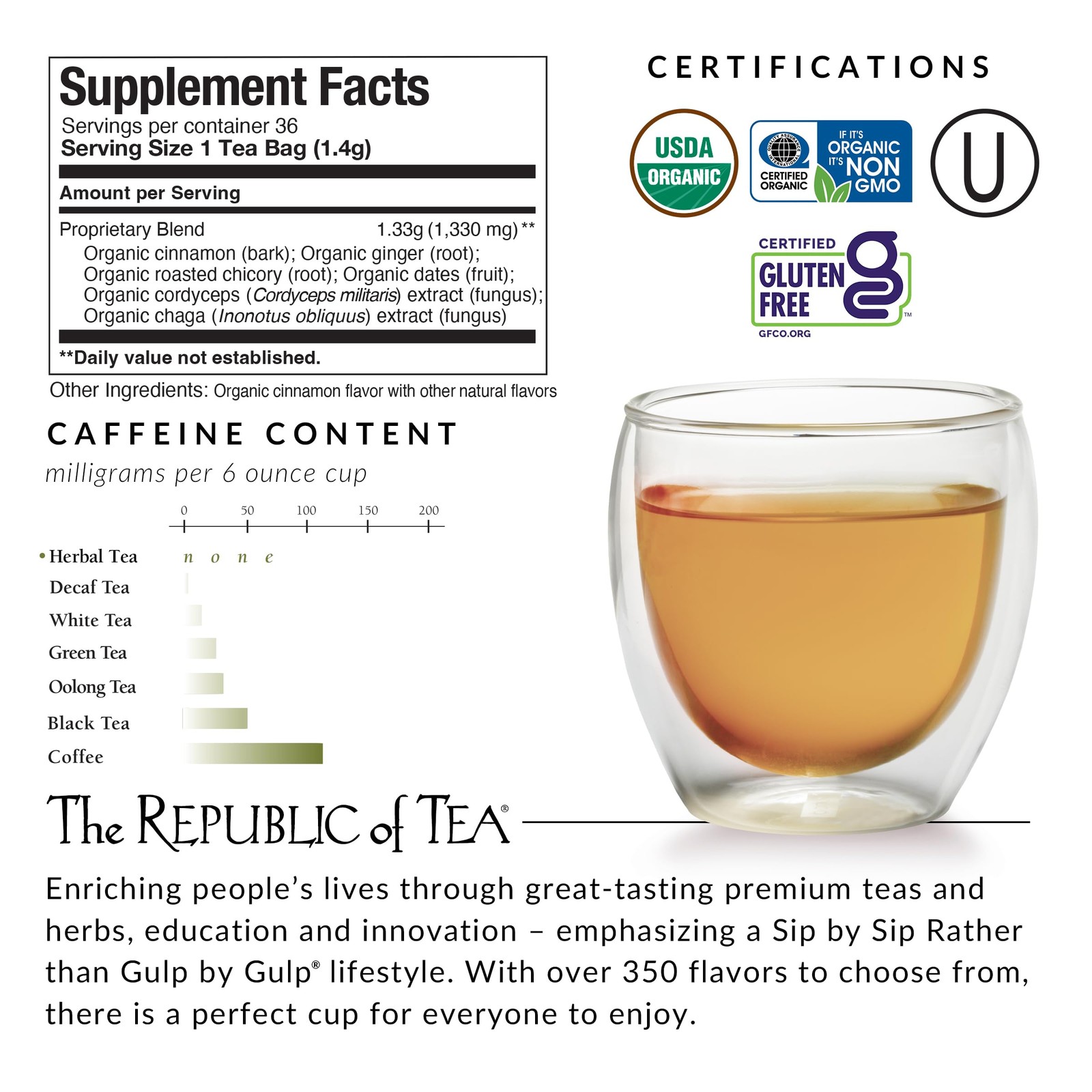 SuperShroom Energy Cordyceps and Chaga Herbal Tea, Organic Cinnamon, Ginger a…