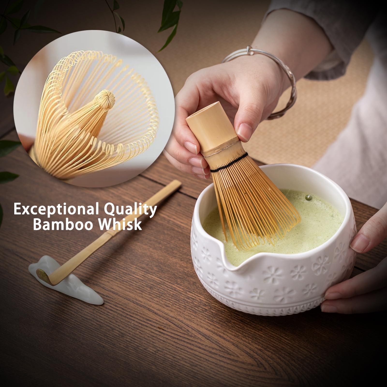 Matcha Whisk Set 7 Pcs Ceramic Kit Includes Bowl, Whisk, Scoop – Perfect