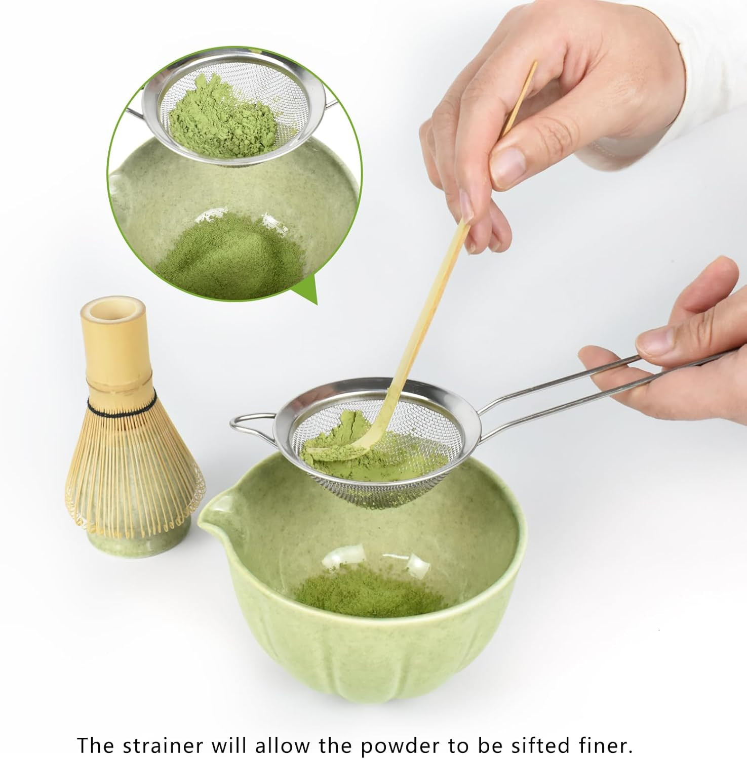 Japanese Matcha Set, Matcha Bowl with Pouring Spout, Matcha Whisk, Tea Scoop, Wh