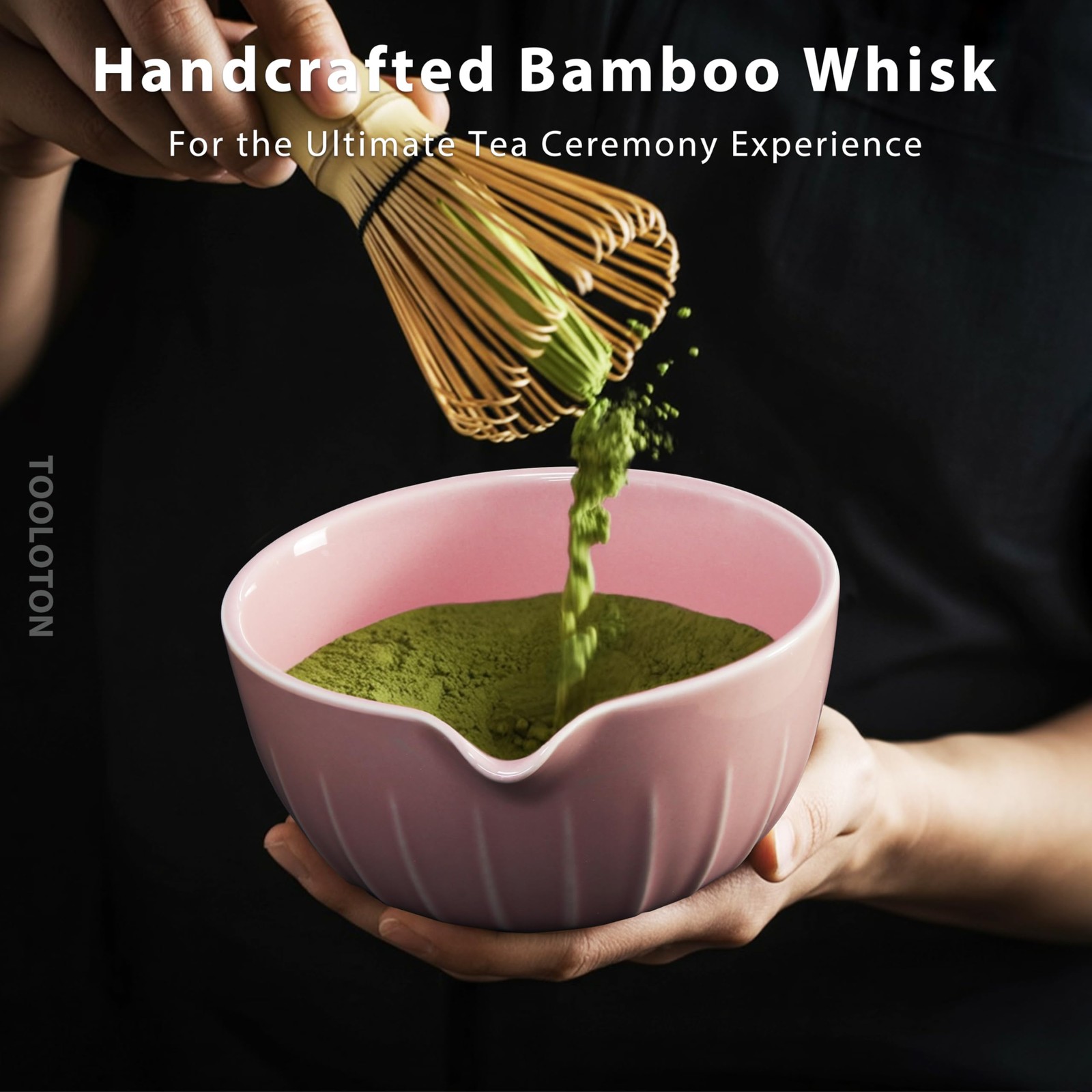 Matcha Tea Set 7 Piece Bamboo Whisk Bowl Ceremony Kit Japanese Pink Gift