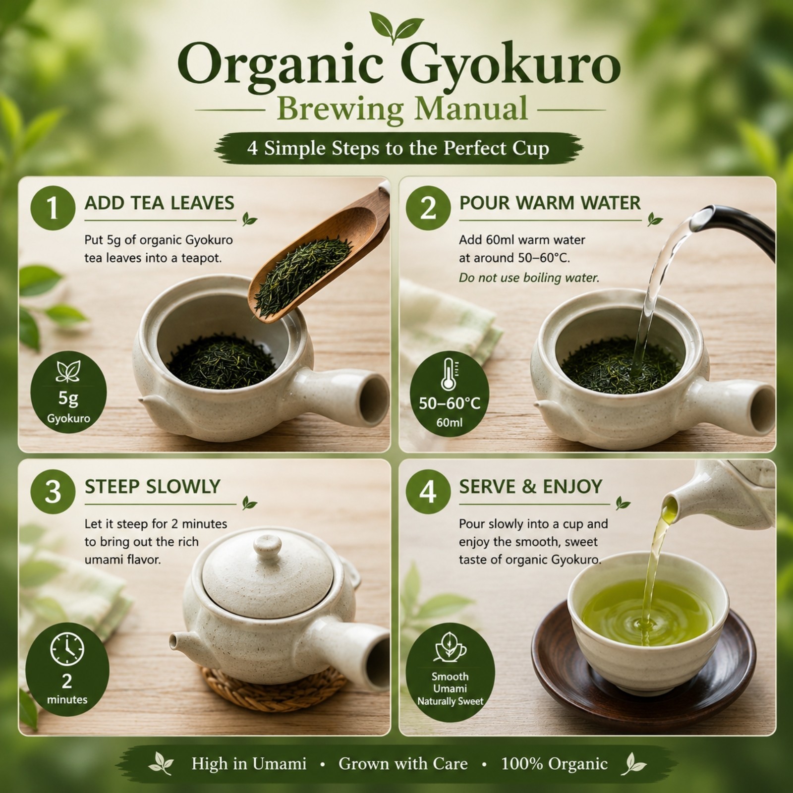 Japanese Organic Premium Gyokuro Tea Shade Grown Loose Leaf 50g Otsuka Green Tea