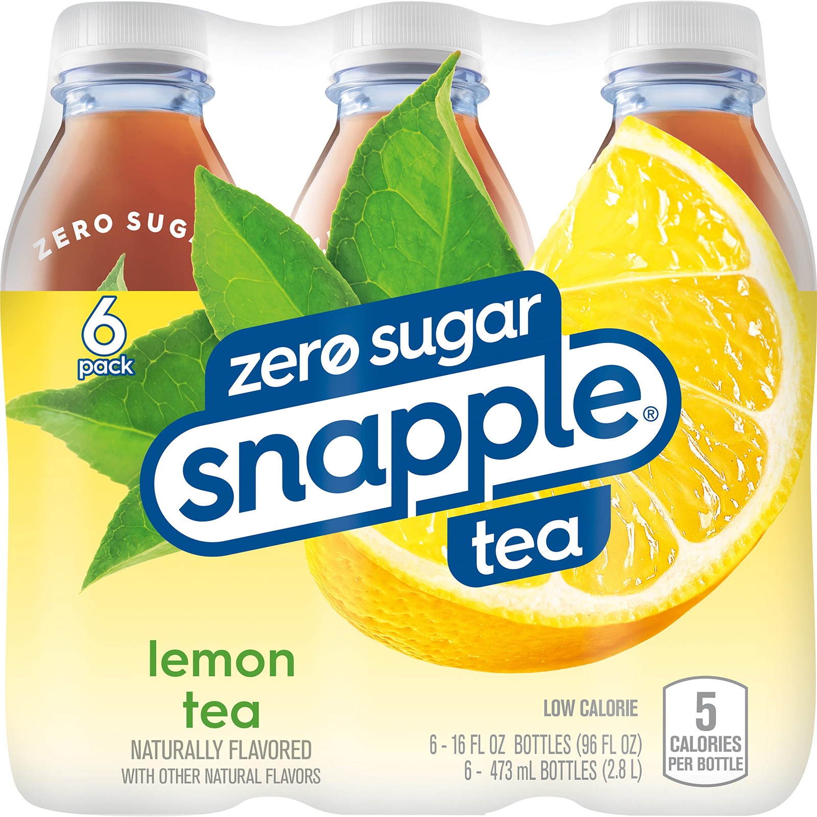 Snapple Diet Lemon Tea, 16 fl oz recycled plastic bottle, 6 pack