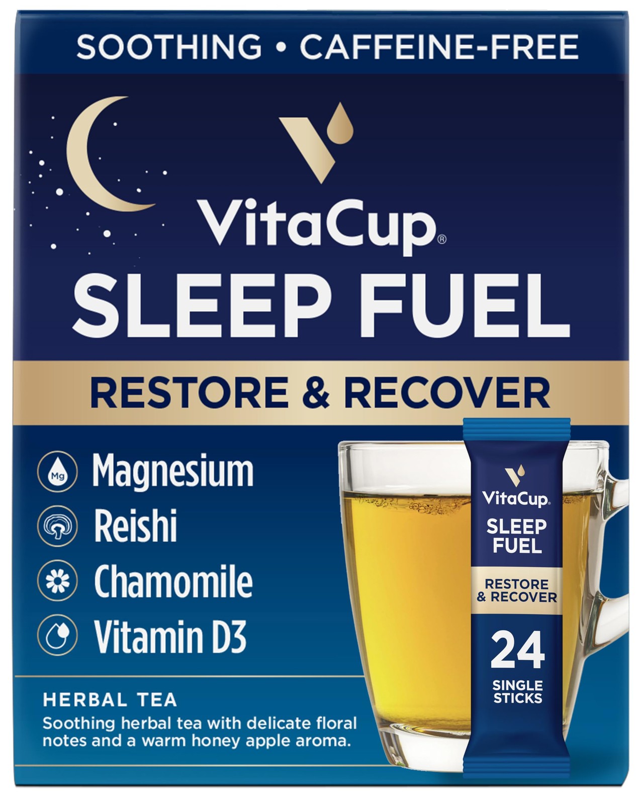 VitaCup Sleep Fuel Instant Tea Packets for Deep REM Sleep, Relax & DeStress w…