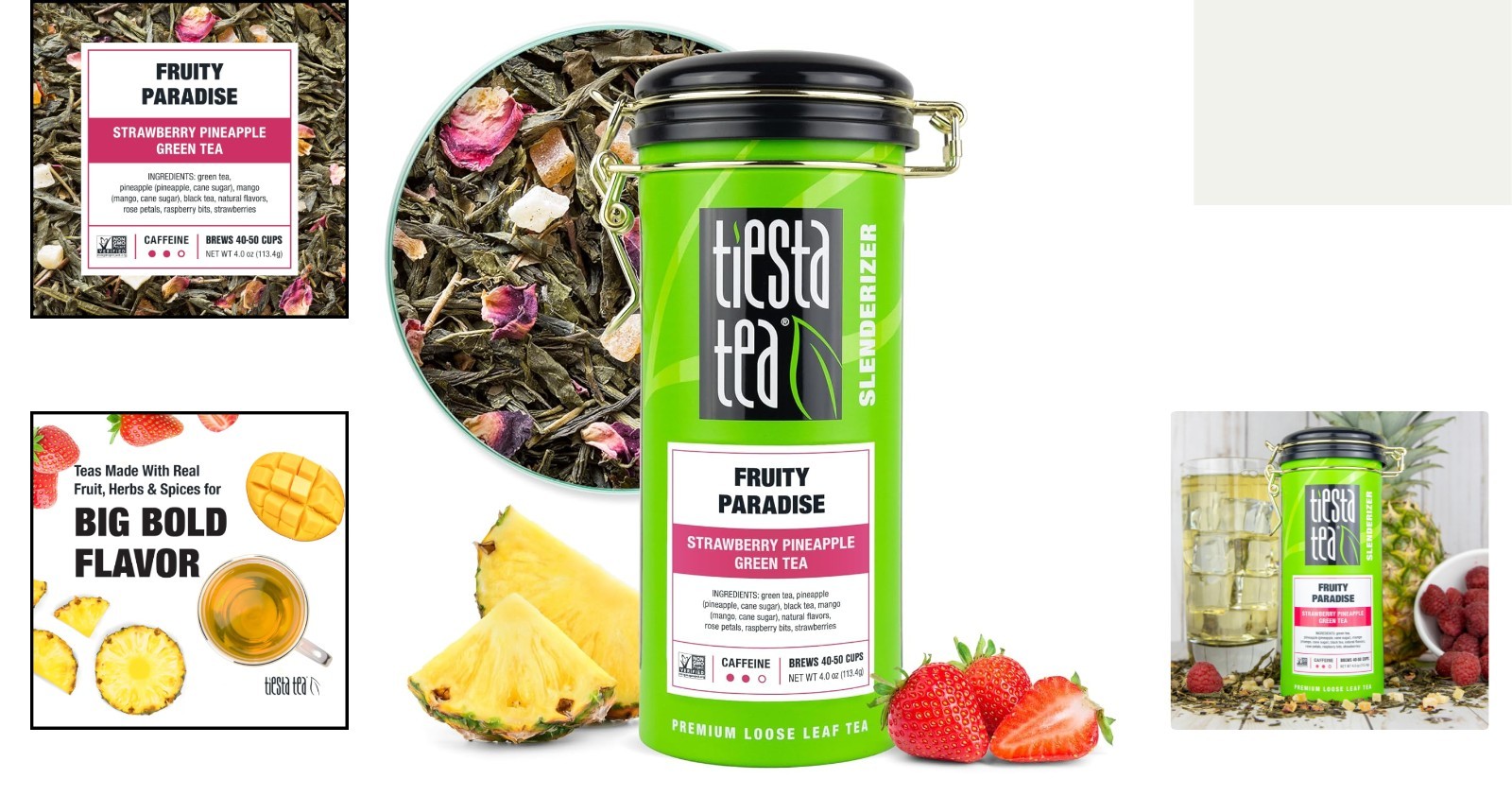 Tropical Fruity Paradise Green Tea – 4oz Loose Leaf for 50 Delicious Cups