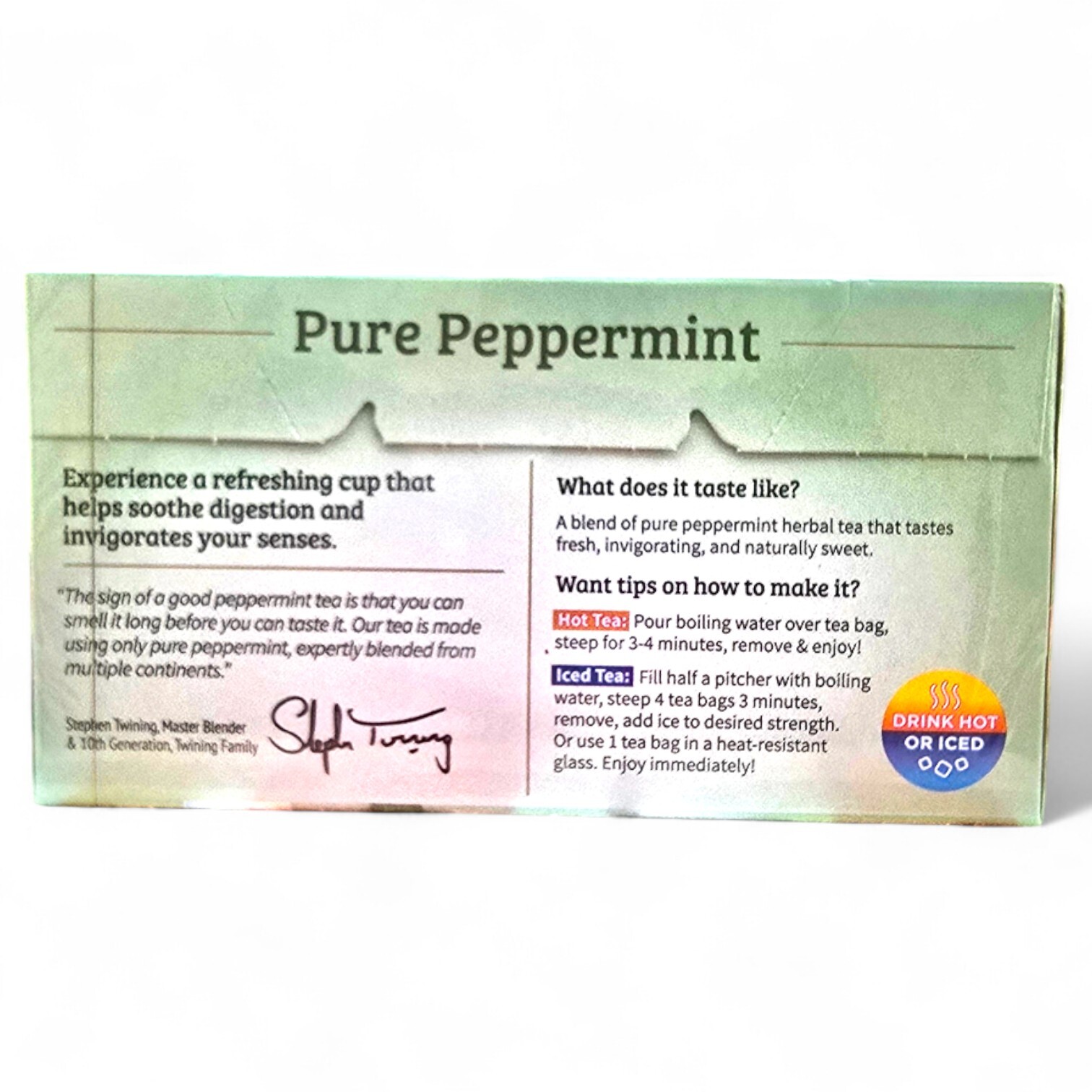 Herbal Tea, Pure Peppermint, Caffeine Free, 50 Tea Bags 3.53 oz TWININGS